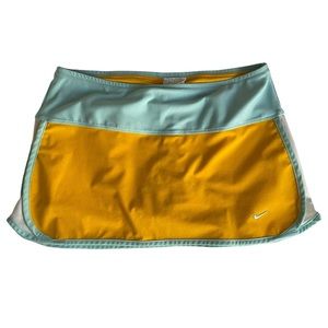 Nike Activewear Mini Tennis Skirt In Yellow & Light Blue